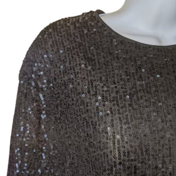 Black Short Sleeved Sequined Dress Size Small NEW NWT - Picture 5 of 7